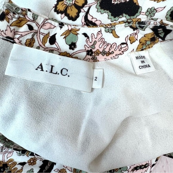 A.L.C. Silk Floral Paisley Tordi Long Sleeve Peplum Pocket Dress - Picture 7 of 11